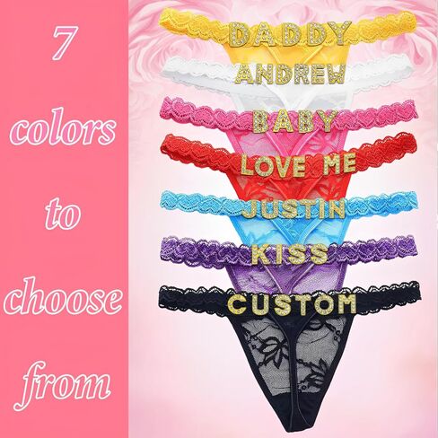 2-Pack Customized Thongs with Names,Personalized Thong with His Name on it for Women - Couple Girlfriend Gifts in Saudi Arabia