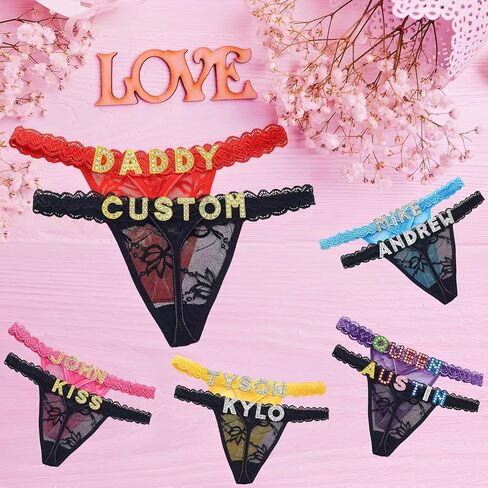 2-Pack Customized Thongs with Names,Personalized Thong with His Name on it for Women - Couple Girlfriend Gifts in Saudi Arabia