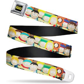 Comedy Central Belt, Seatbelt Buckle Belt, South Park School Kids Faces Stacked, Adjustable