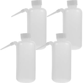 Tattoo Wash Bottle Wash Bottles - 4Pcs 500ml Safety Wash Bottles Plastic Empty Filling Bottles Screw Cap with Down Spout for Dispensing Liquid Labs Watering Tools