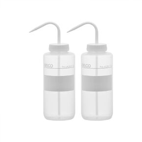 EISCO 2PK Chemical Wash Bottle, No Label, 1000ml - Wide Mouth, Self Venting, Low Density Polyethylene - Performance Plastics Labs