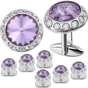 HAWSON Birthstone Cufflinks and Tuxedo Studs for Mens Suit for Tuxedo Formal Dress Shirt Wedding Business Party Accessories