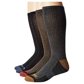 Timberland Men's 4 Pack Outdoor Leisure Crew Assorted Colors, Black/Blue/Brown/Charcoal, 10-13/9-12