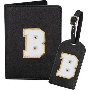 مجموعة غطاء جواز سفر السيد والسيدة وبطاقة الأمتعة، حافظة جواز سفر من جلد البولي يوريثان، حامل حقيبة سفر، هدايا شهر العسل للأزواج (أسود وأبيض) in Kuwait