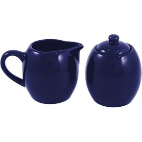 Royal Blue Ceramic Creamer and Sugar Service Set with Lid