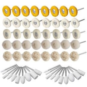 Yakamoz 60Pcs Mini Polishing Buffing Wheel Set, Cashmere Cotton Wool Felt Polishing Kit Cashmere Rotary Buffing Wheels Polish Accessories for Rotary Tool, 3mm 1/8 Inch Shank