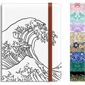 Rimilak Passport Holder, RFID Blocking Passport Cover Wallet with Clear Window, Leather Travel Air Ticket Documents Organizer Protector for Women and Men, Abstract Art