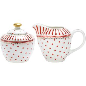 Stripe Polka Dot Ceramic Coffee Serving Set Creamer and Sugar Bowl Set
