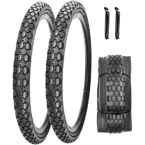 2 Pack 24"x2.125" Inch Cruiser Bike Tire White/Black Wall Pair Replacement Bicycle Tires with Levers and with or Without Inner Tubes