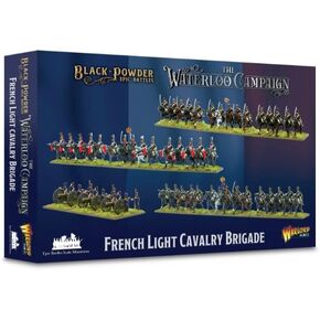 Warlord Black Powder Epic Battles Waterloo: French Light Cavalry Brigade Tabletop Miniatures - Plastic Paintable Miniature 1700-1900 Soldiers Set, Table Top 28mm Military Minifigures for Adults