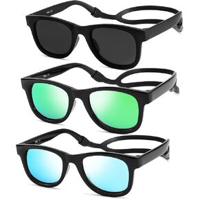 NULOOQ Bendable Flexible Polarized Baby Sunglasses – with Silicon Strap for Infant Newborn & Toddler Age 0-18 Months