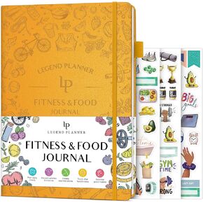 Legend Fitness & Food Journal – Nutrition & Workout Planner with Exercise Calendar & Nutrient Tracker – Gym Training & Diet Log Book for Women & Men – Lasts 3 Months, 7.5"x10" (Amber Yellow) in Kuwait