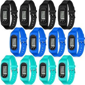 Geyoga 12 Pcs Pedometer for Walking Steps and Miles Pedometer Watch Silicone Steps Tracker Running Pedometer Bracelet Ankle Step Counter for Calorie Burning and Step Counting