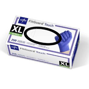 Medline FitGuard Touch Nitrile Exam Gloves, Disposable, Powder-Free, Cobalt Blue, Medium, Box of 300