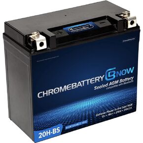 Chrome Battery Now YTX20H-BS Wireless Smartphone Connectivity Maintenance Free Replacement Battery for ATV, Motorcycle, Scooter, and UTV: 12 Volts, 18Ah, Nut and Bolt (T3) Terminal