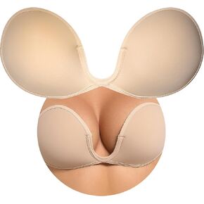 PRETTYWELL Sticky Bra Push up Adhesive Fabric Bra, Backless Strapless Bra Reusable Invisible Bra Lift up Nipple Covers