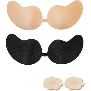 Adhesive Bra 2 Pairs Sticky Strapless Invisible Push up Bra with Nipple Covers for Backless Dresses