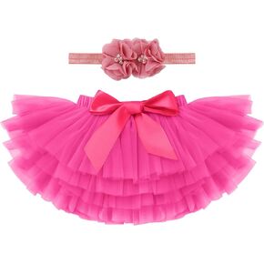 IBTOM CASTLE Baby Girls Tutu Skirt Sets with Diaper Cover Headband Toddler Tulle Bloomers Princess Birthday Shoot Outfit