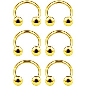 6PCS Stainless Steel Horseshoe Earrings Ball Cartilage Septum Nose Lip Earrings Tragus Piercing Jewelry More Colors and Size