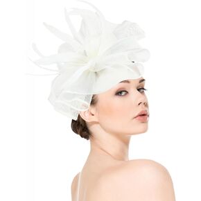 dressfan Womens Fascinator Hat Headpiece Vintage 20s 50s Accessories Headband for Kentucky Derby/Wedding/Cocktail/Tea Party