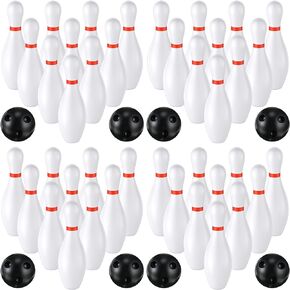 4 Pack Kids Bowling Set Indoor and Outdoor Games for Kid Includes 40 Pcs 6.3 Inch Plastic Bowling Pins and 8 Pcs Balls Lawn Games for Toddler and Kids Yard School Activities Party