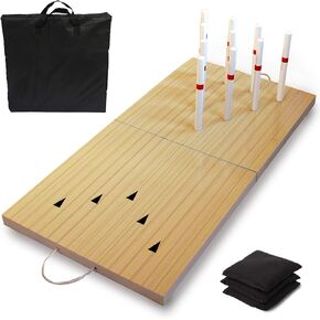 Driveway Games Bean Bag Toss Lawn Bowling Set for Adults & Kids. Outdoor Indoor Alley & Game Candlepins