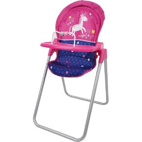 Unicorn Doll Highchair - Kids Pretend Play Highchair w/Front Feeding Tray, Fits Dolls up to 21", Ages 3+