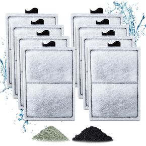 8 Pack PF-L Filter Cartridges for Top Fin Silenstream PF20, PF30, PF40 and PF75 Power Filters, Remplacement Aquarium Carbon Cartridge with Zeolite