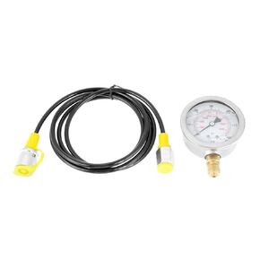 Akozon Hydraulic Pressure Gauge Hydraulic Hose Test Point Coupling M16 2-BSP1 / 4 0〜600BAR / 0〜8500PSI with 1.56m / 61.42inch Hose Kit Hydraulic Pressure Test Kits