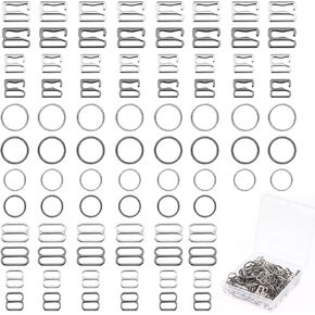 120pcs Bra Strap Hooks for Bikini Halter Swimsuit, Bra Strap Slider Replacement Kit, Metal Bathing Suit Clips Clasp Adjustment Slider for Slip Dress in Saudi Arabia