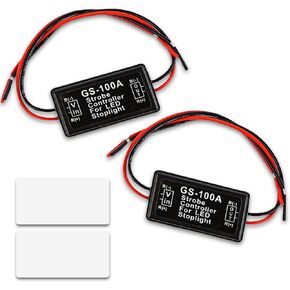 2 PCS GS-100A Spotlight Controller, Tail Light Safety Alert Controller, for Motorcycles Cars Trucks Brake Light Tail Stop Light (Black)