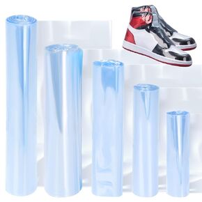 Glarks 500Pcs Shrink Wrap Bags, 5 Sizes PVC Clear Heat Shrink Wrap Band Heat Shrink Films for Shoe Protection Avoid Sole Yellowing and Keep Dust Away