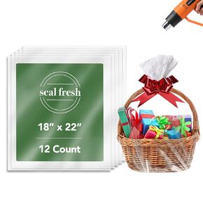 Shrink Wrap Clear Gift Bags for Gift Baskets (Ribbon and Basket NOT Included) – 16" x 24" (12 Count) – PVC Plastic Shrink Wrap Bags, Heat Shrink Wrap, Plastic Gift Bags, Heat Shrink Bags