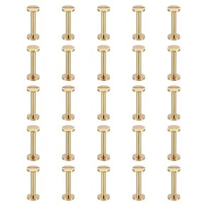 PATIKIL 25 Sets Chicago Screws, 10mm L Chicago Screw Slotted Binding Post Screw Bolts Rivets Brass Fasteners Connectors for Leather Belt Scrapbook Photo Albums, Silver Tone