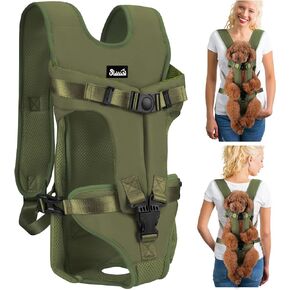 Lukovee Dog Backpack Carrier, Legs Out Easy-fit Dog Front Carrier for Small Medium Dogs, Adjustable Hands Free Dog Chest Carrier for Hiking Cycling (B,Medium)
