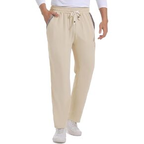 Men's Casual Pants Drawstring Lightweight Trousers Elastic Waist Yoga Lounge Pants with Pockets