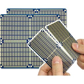 ElectroCookie Snappable PCB, Strip Board with Power Rails for Electronics Projects Compatible for DIY Arduino Soldering Projects, Gold-Plated, 3.8"x3.5" (2 Pack, Blue)