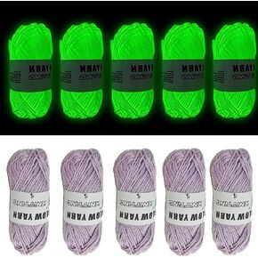 5 Rolls Glow in The Dark Yarn, Glow Yarn, 2023 DIY Glow in The Dark Yarn for Crochet, Glow in Dark Yarn for Holiday Gifts Scarves, Shawls, Sweaters, Hats (5 Colors)