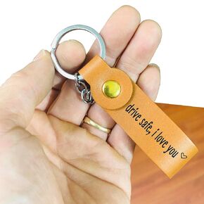 Drive Safe I Love You Leather Keychain For Boyfriend Husband Valentines Day, Christmas Gifts Drive Safe Key chain Gift For Men Women Birthday Gift For Dad, Father, Son, Brother - HMza Handmade