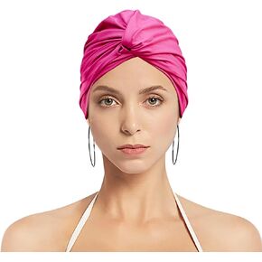 Pleated Swim Cap Ladies Swimming Hat Fabric Swim Caps for Women Turban Hat Elastic Bathing Cap Bonnet for Sleeping