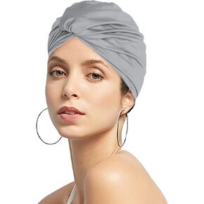 Pleated Swim Cap Ladies Swimming Hat Fabric Swim Caps for Women Turban Hat Elastic Bathing Cap Bonnet for Sleeping