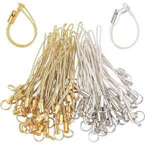 GORGECRAFT 100Pcs 58MM Phone Keychain Strap Tone Split Ring Cords Colorful Polyester Cellphone Charms Lanyard String for Mobile Phone Lariat USB Drive DIY Decorations Supplies