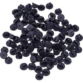 eBoot PVC Rubber Pin Backs, Black (100)