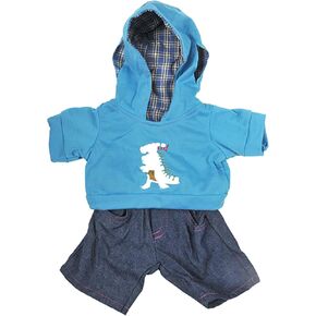 Dinosaur Hoodie w/Jeans Teddy Bear Clothes Outfit Fits Most 14" - 18" Build-a-bear and Make Your Own Stuffed Animals