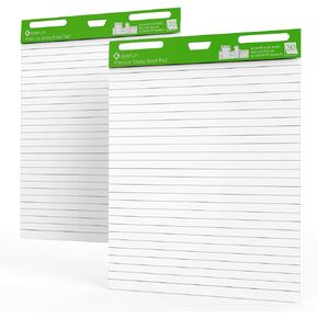 Lined Sticky Easel pads, Flip Sticky Chart Paper for Teachers, Large Self Stick Ruled Easel Paper 25x30 inches，30 Sheets/Pad, 2 Pads