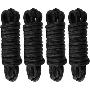 Amarine Made 4Pack 5/8" x 25' Double Braided Nylon Dock Lines 7700 lbs Breaking Strength (L: 25 ft. D: 5/8 inch Eyelet: 15 inch) Marine Mooring Rope Boat Dock Lines for Docking with Loop