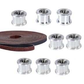 8pcs OD15mm Bore 5mm GT2 Idler Pulleys with Bearings + 5Meters 2GT 6MM Branded Dustproof Timing Belt Kit 20T Pulley Wheel Compatible with VzBoT 3D Printer CNC Machine Accessories