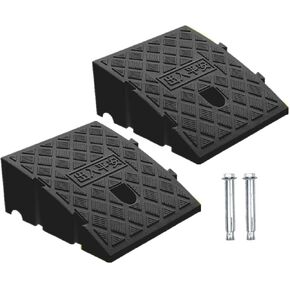 2Pack Curb Ramp Black Color with one Large Hose Hook, Portable Lightweight Heavy Duty Plastic Driveway Curb Ramps for Low Cars,Motorcycle Ramp,Curb Ramps (4.33 inch High)