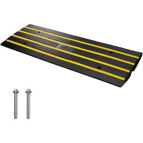 VEVOR 2 Pack Rubber Curb Ramps for Driveway, Heavy Duty Car Ramp 2.5 Inch High 1-Channel Cord Cover Curbside Bridge Ramp with 8 Expansion Bolts for Loading Dock Garage Sidewalk