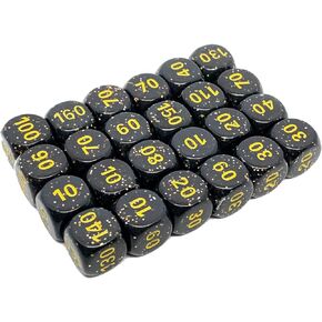 Pokemon Dice x24 Set - Damage Counters - Black Yellow W/Glitter - Arceus Trainer Toolkit 2023